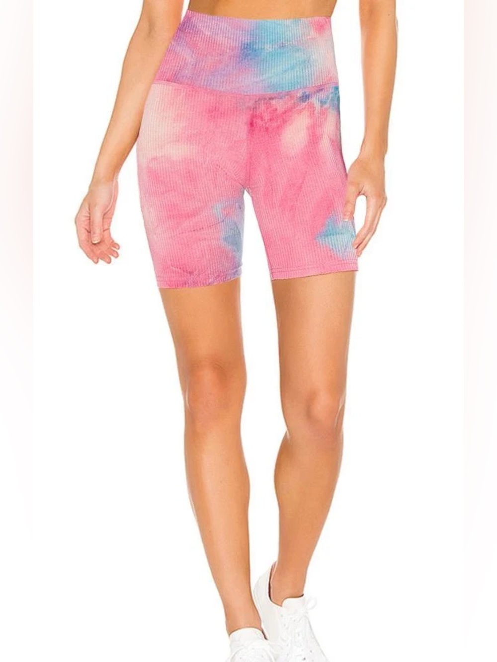 Beach Riot Ribbed Bike Shorts Pink Sparkle Tie Dye NWT XS